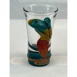 Ecuador Parrot Themed Shot Glass Figural Colorful Hand Painted